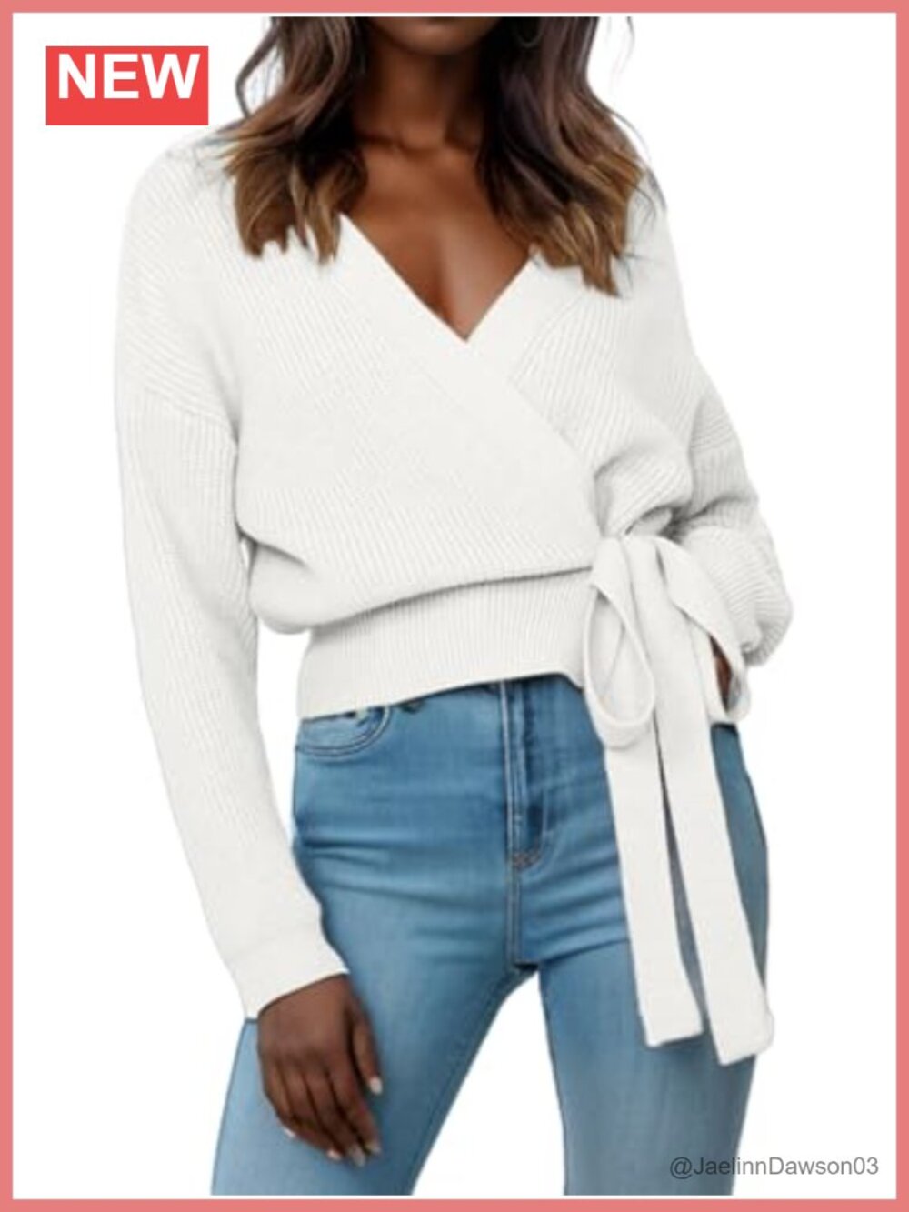 V Neck Wrap Sweater Pullover Lightweight Ribbed Knit Drop Shoulder